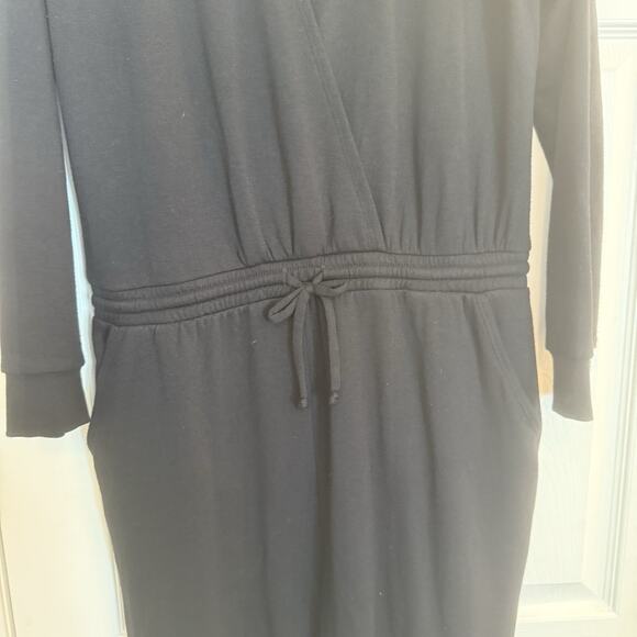 Beyond Yoga Overlapping Jumpsuit Sz XL Black Fleece Super Soft Roomy Drop Waist - Picture 5 of 16